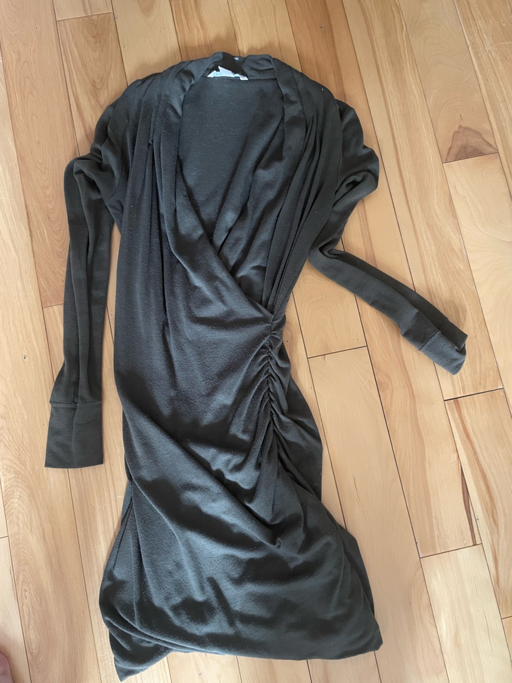 Banana Republic Green Long Sleeve Ruched Wrap Dress